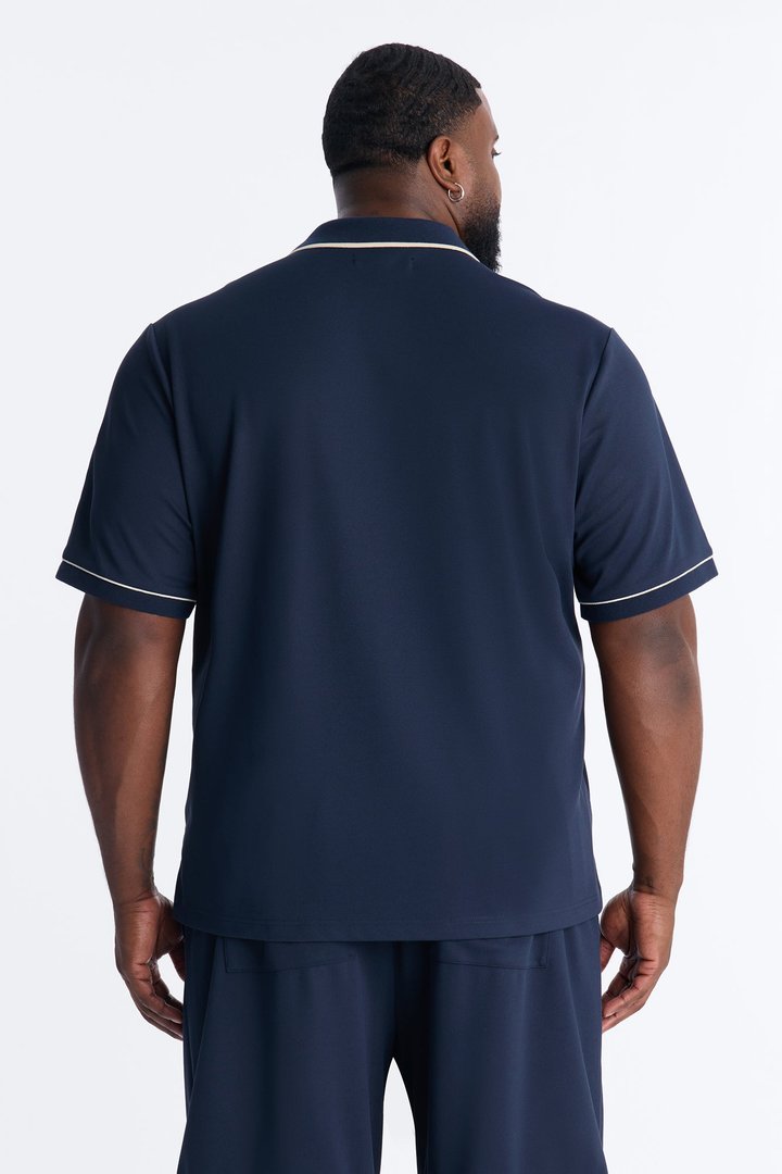 Noir Cuban Collar Shirt - Navy