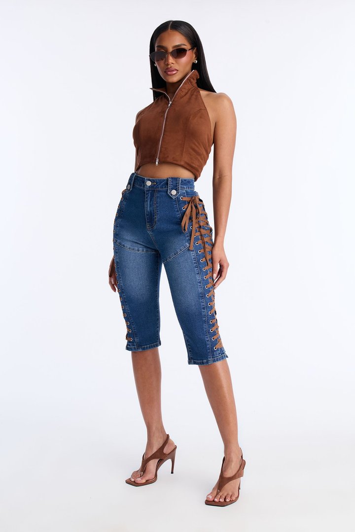 Jaw Dropper Stretch Pedal Pusher Skinny Jean - Dark Wash