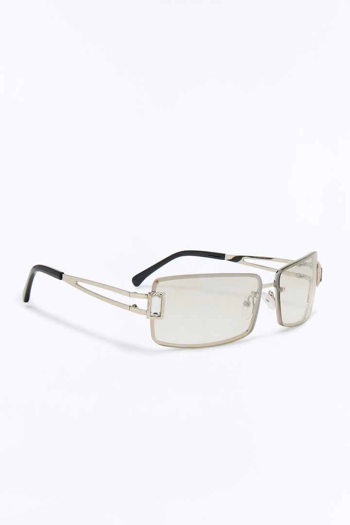 Gridlock Steel Square Sunglasses - Silver