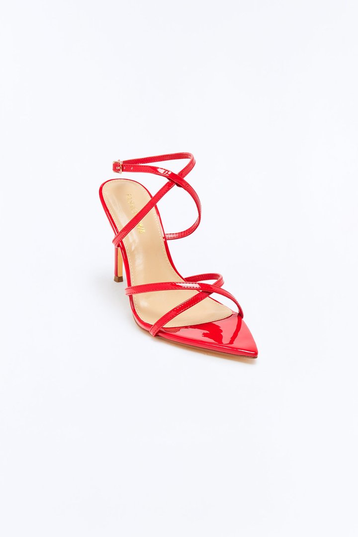 Tani Ankle Strap Patent Heels - Red