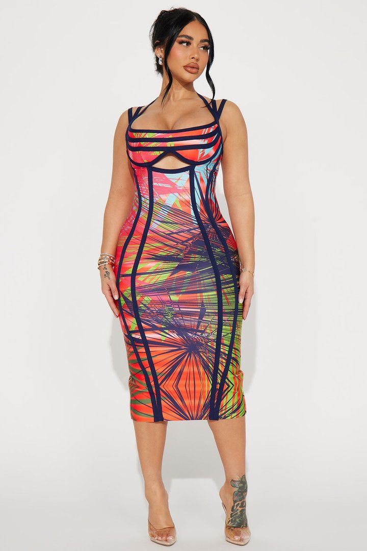 Sophia Bandage Midi Dress - Multi Color