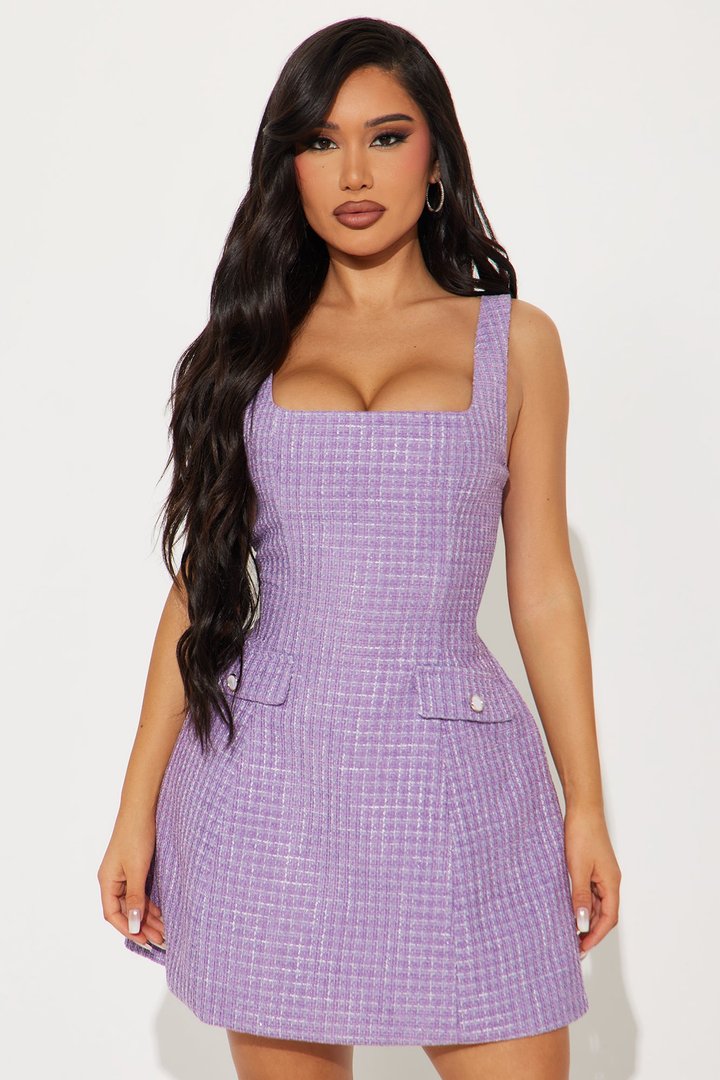 Leanna Tweed Micro Mini Dress - Lavender