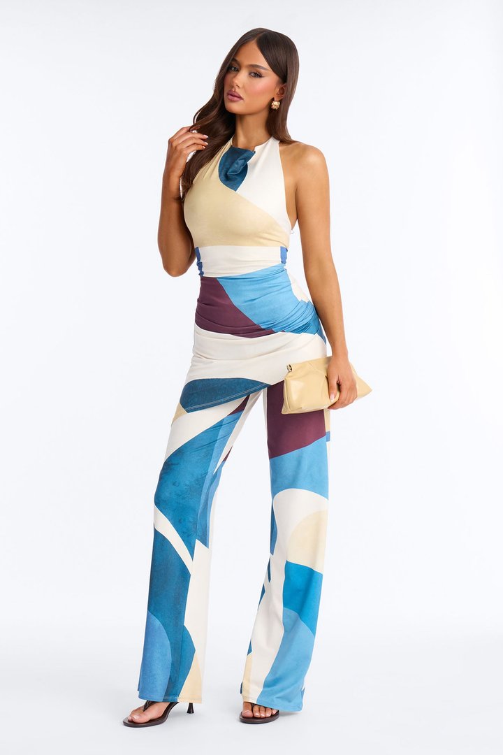 Level Up High Neck Halter Pant Set - Multi Color