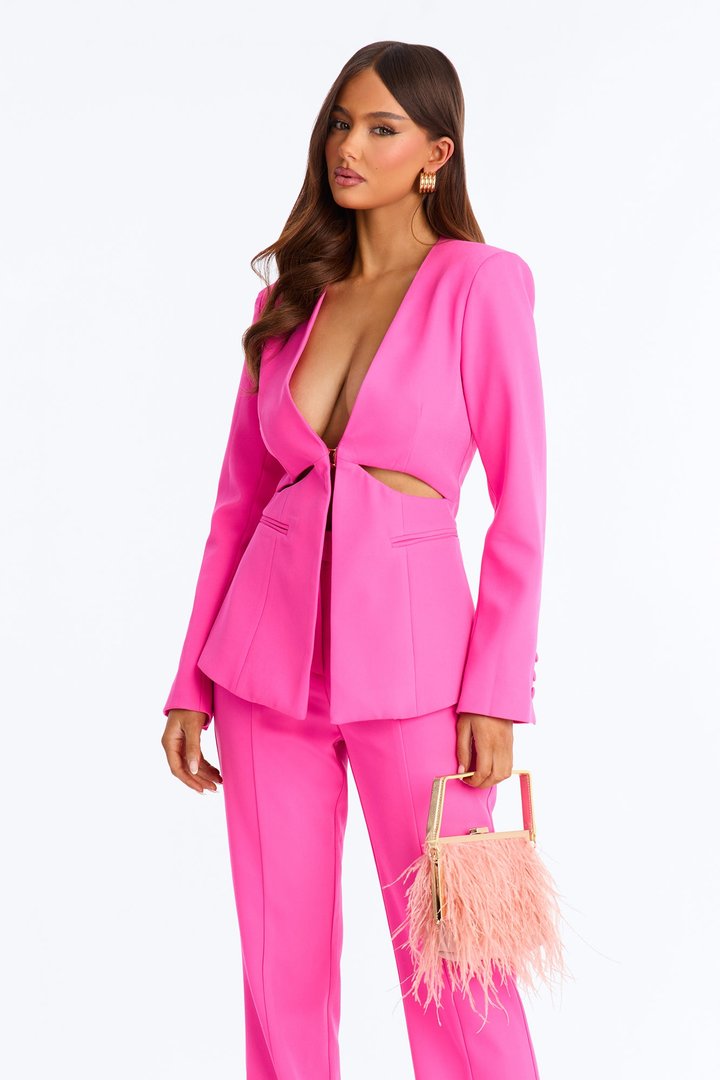 Naomi Blazer Pant Set - Hot Pink