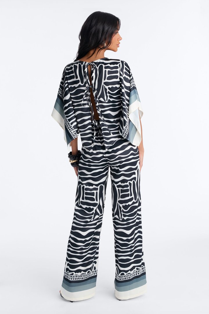 Sahara Sun Satin Pant Set - Black/combo