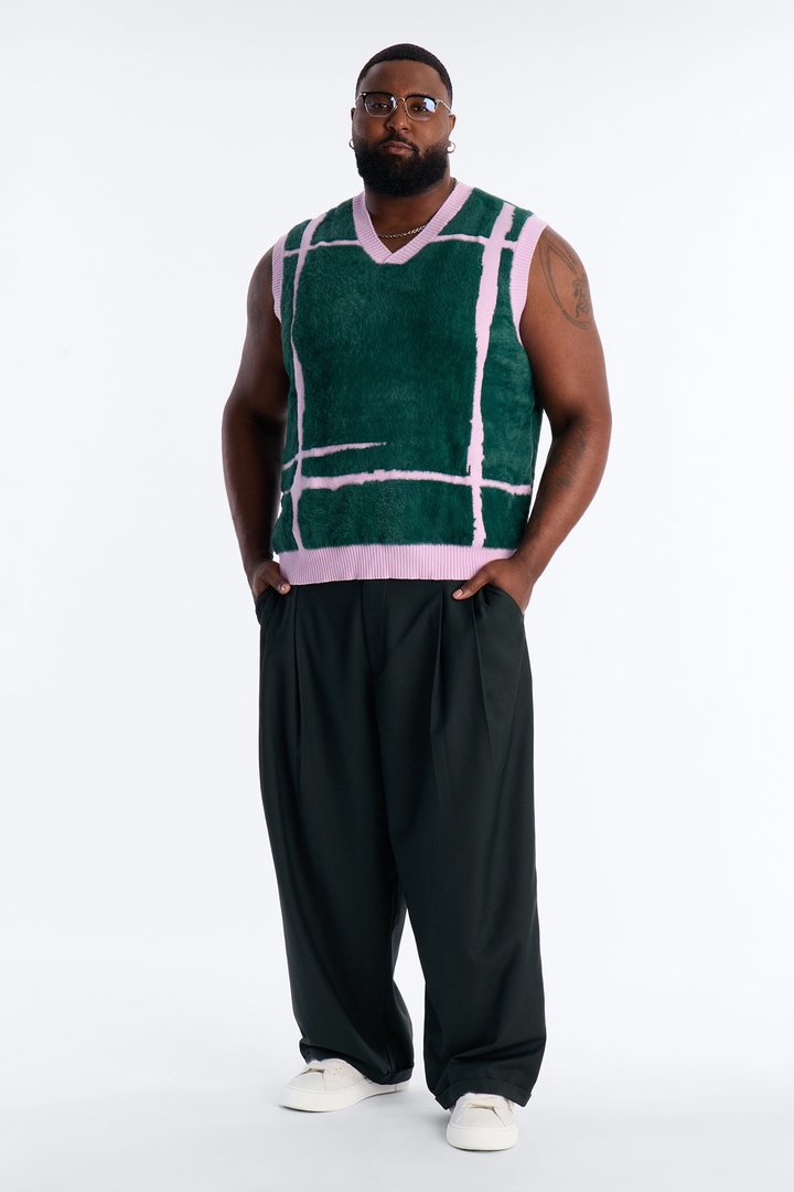 Gridlock Fuzzy Sweater Vest - Purple
