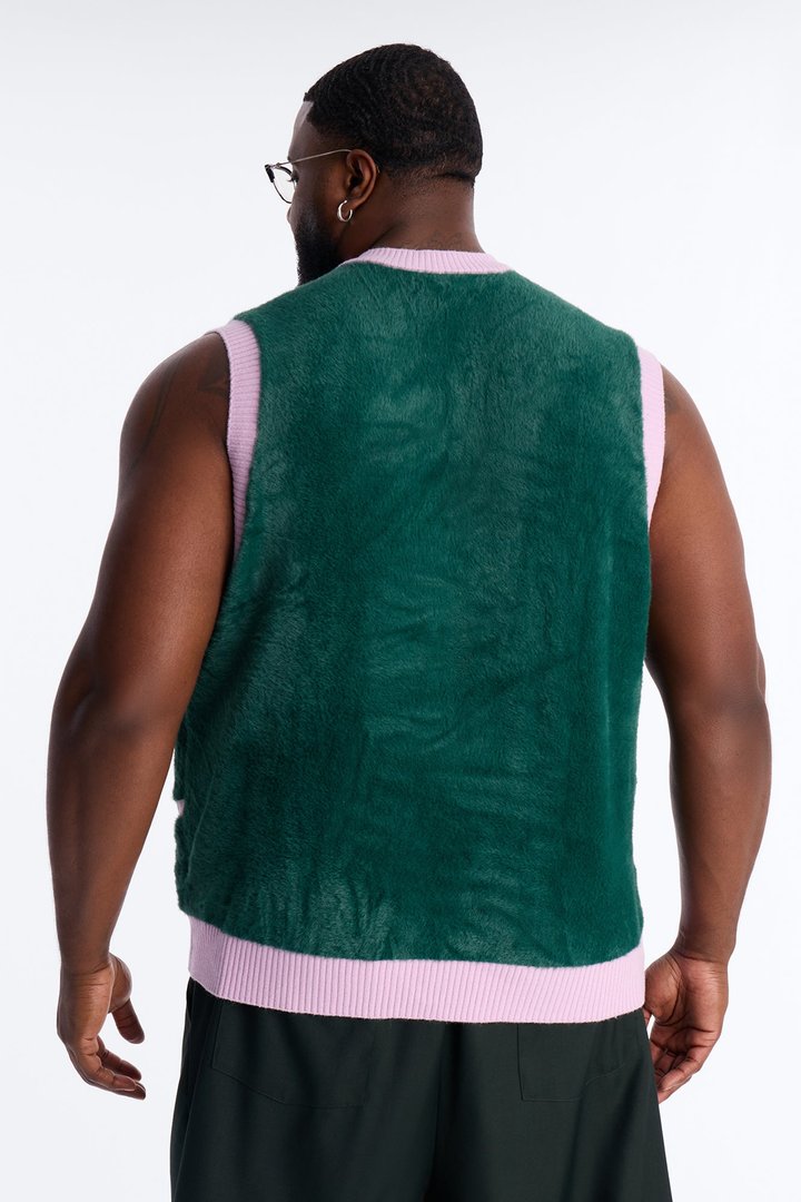 Gridlock Fuzzy Sweater Vest - Purple