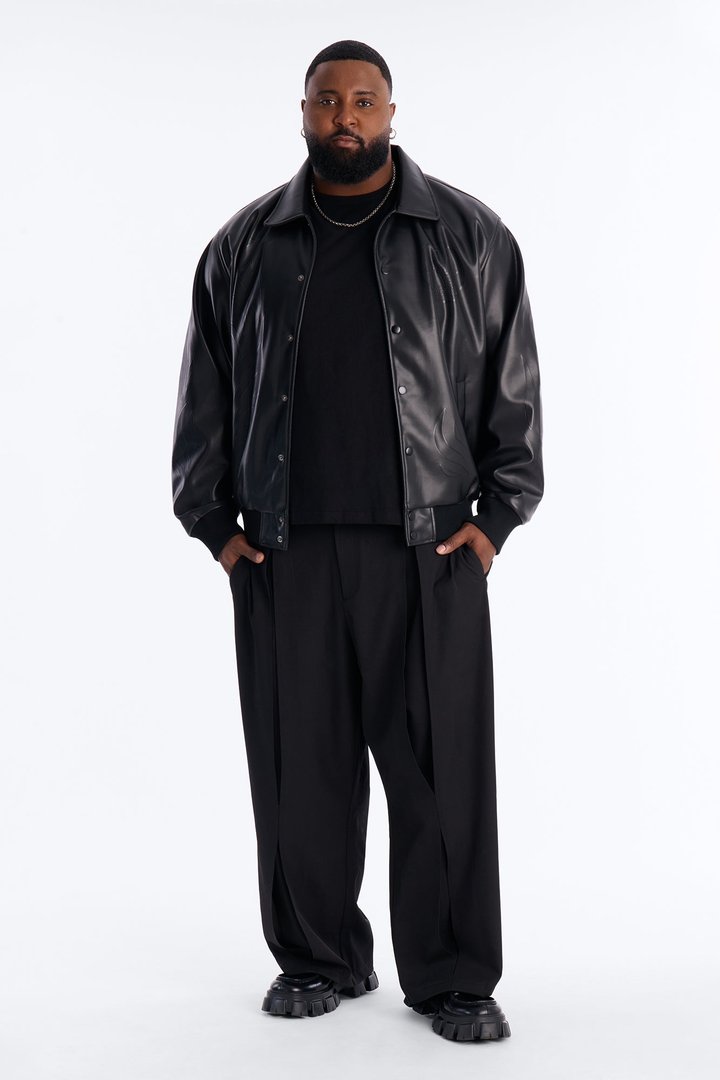 Shelby Racing Embossed Faux Leather Jacket - Black