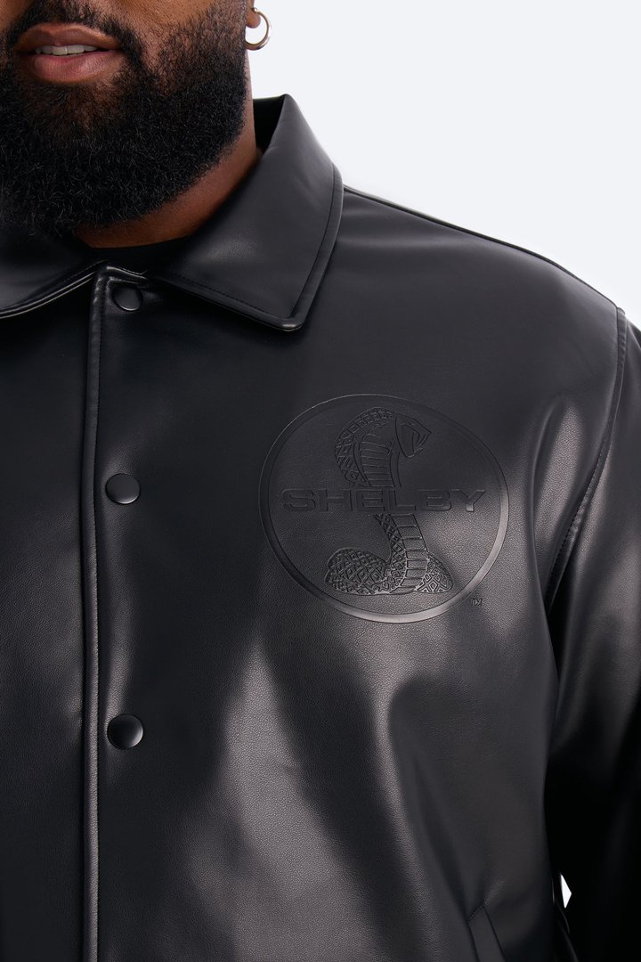 Shelby Racing Embossed Faux Leather Jacket - Black