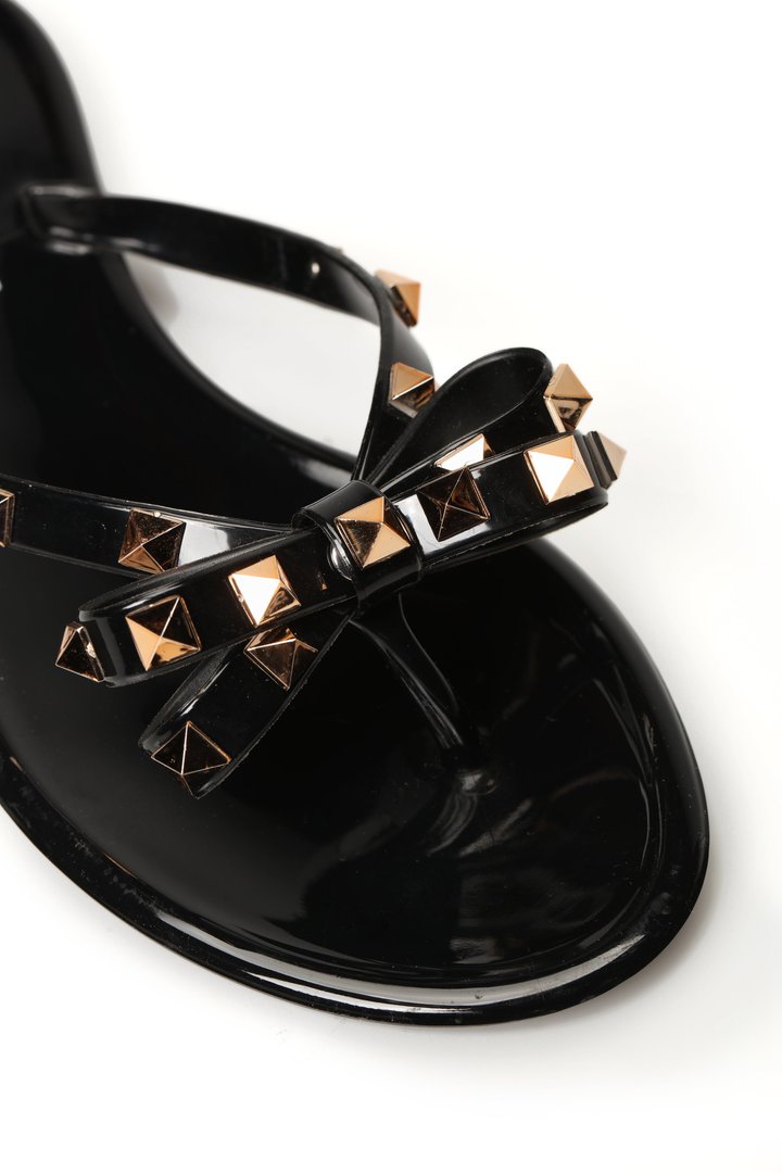 Studded Sister Flat Sandal - Black