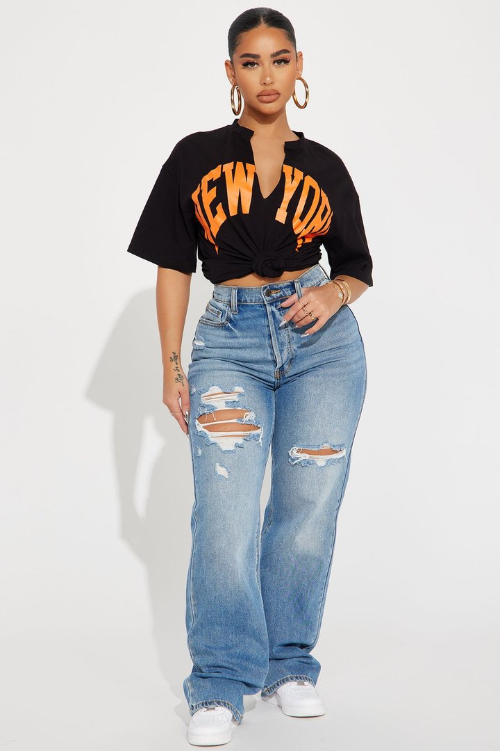 New York Girl T-Shirt - Black/Orange