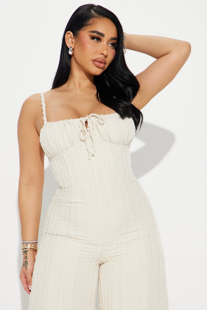 Endless Mimosas Textured Jumpsuit - Cream