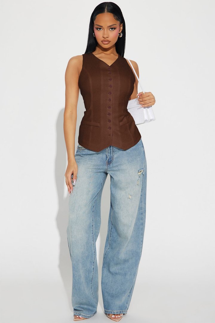Brooklyn Babe Vest Top - Chocolate