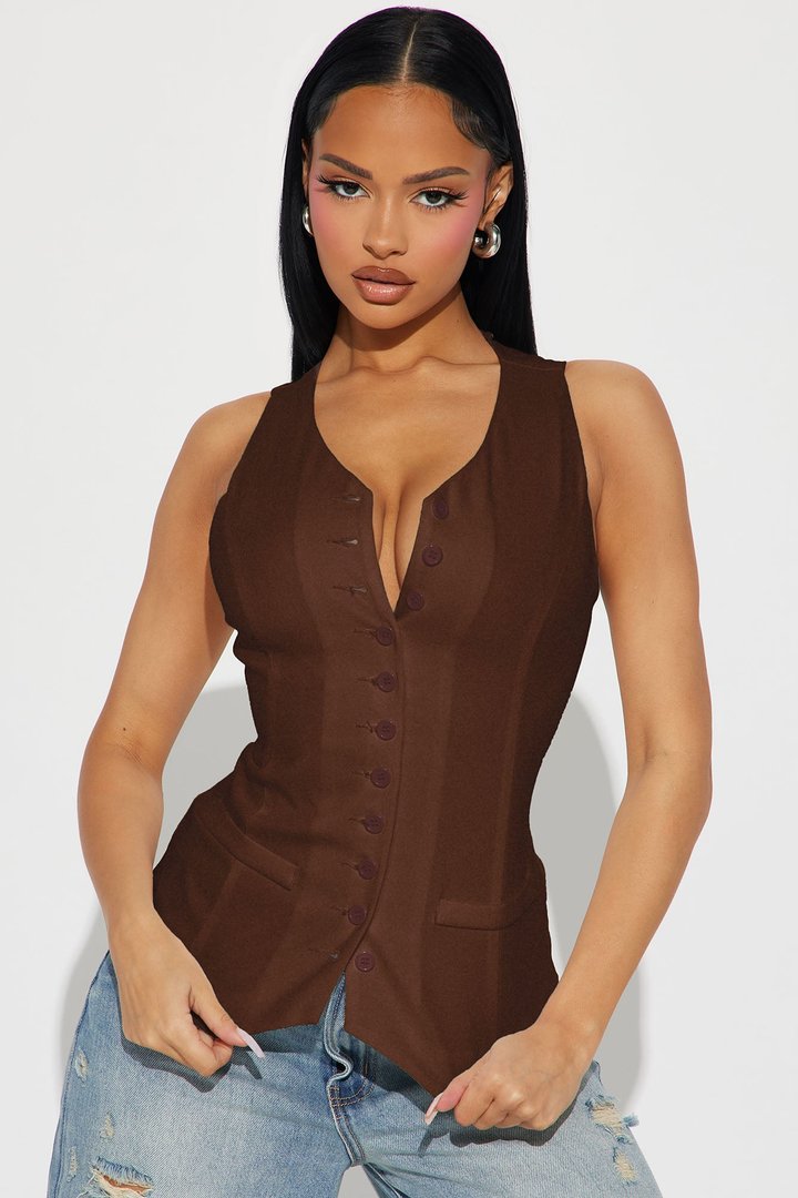 Brooklyn Babe Vest Top - Chocolate