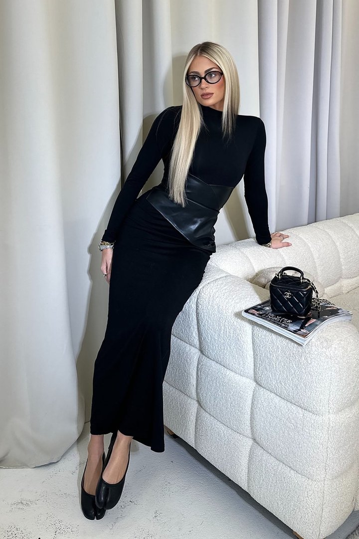 Beyond Snatched Maxi Dress - Black/Black