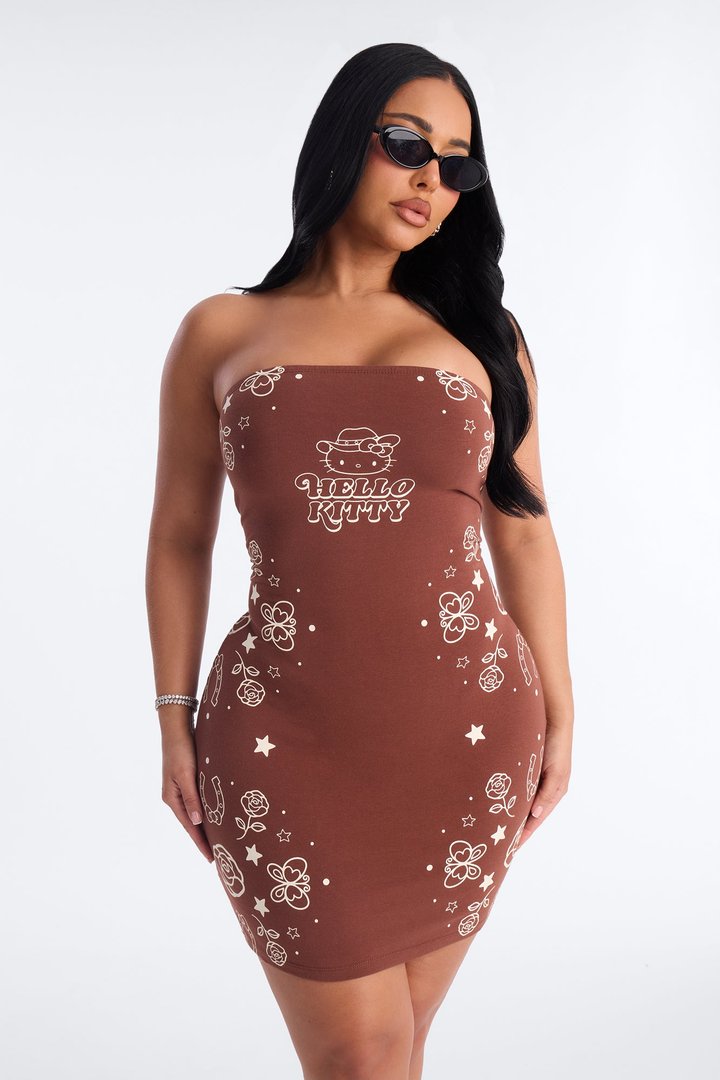 Hello Kitty Western Tube Dress - Brown