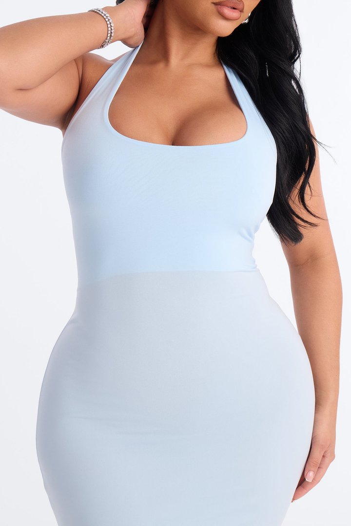 Nellie Double Lined Midi Dress - Blue