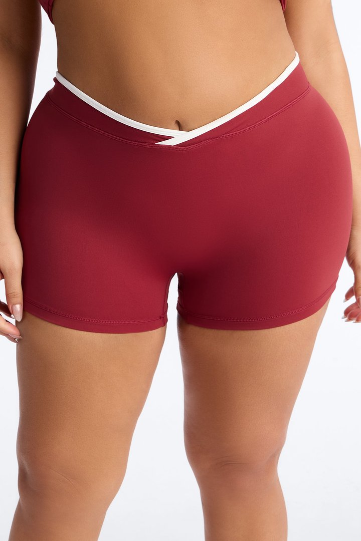 Kaytee Contrast Biker Short Set - Wine