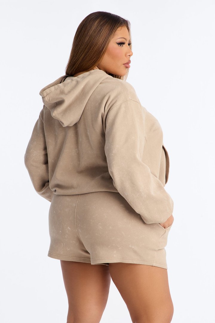 Dana Washed Bubble Hoodie - Taupe