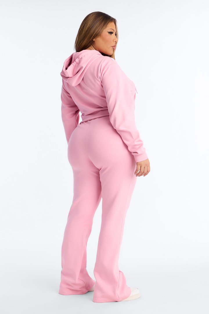 Ready To Go Zip Up Pant Set - Light Pink