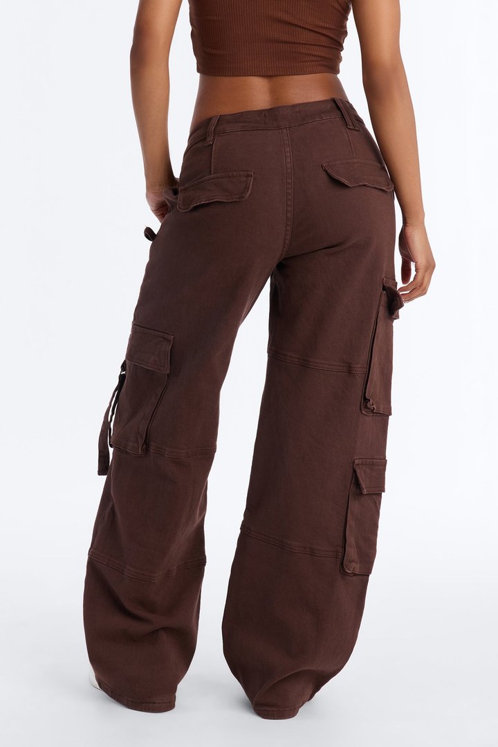 Desi Mineral Wash Cargo Pant - Chocolate