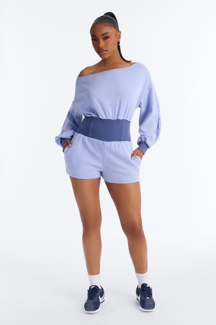 Come Find Me Terry Romper - Light Blue