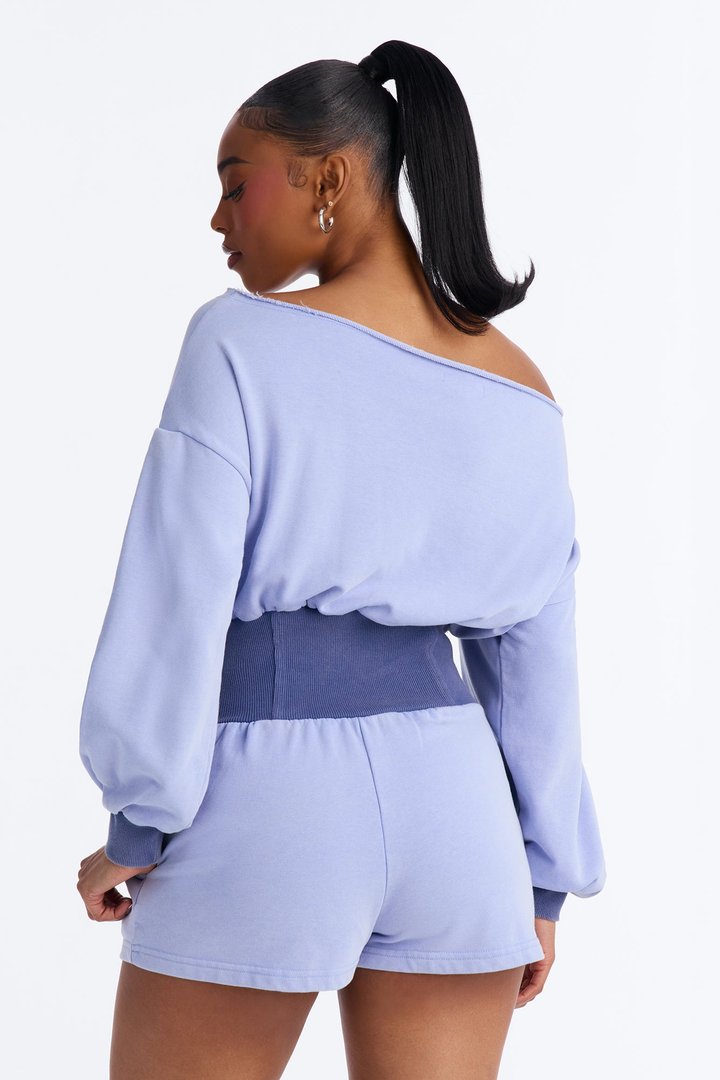 Come Find Me Terry Romper - Light Blue