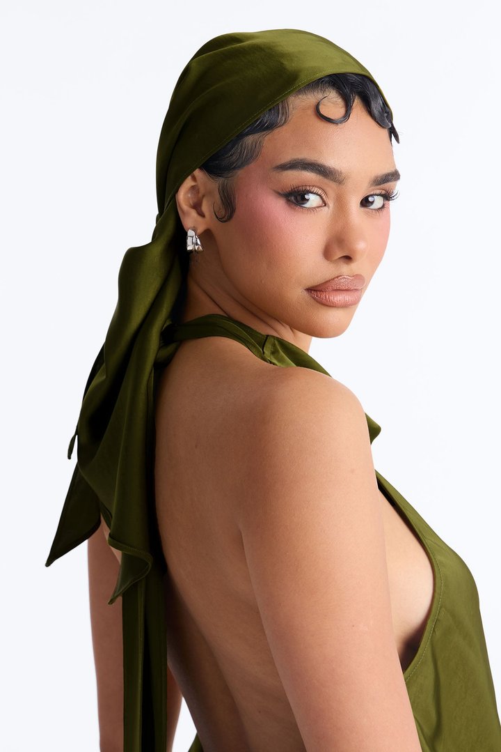 Eve Satin Halter 3 Piece Pant Set - Green