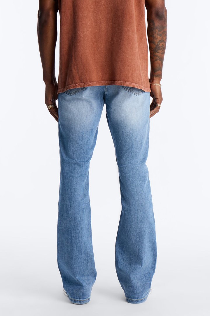 Stacked Skinny Flare Take My Time Jean - Medium Blue Wash