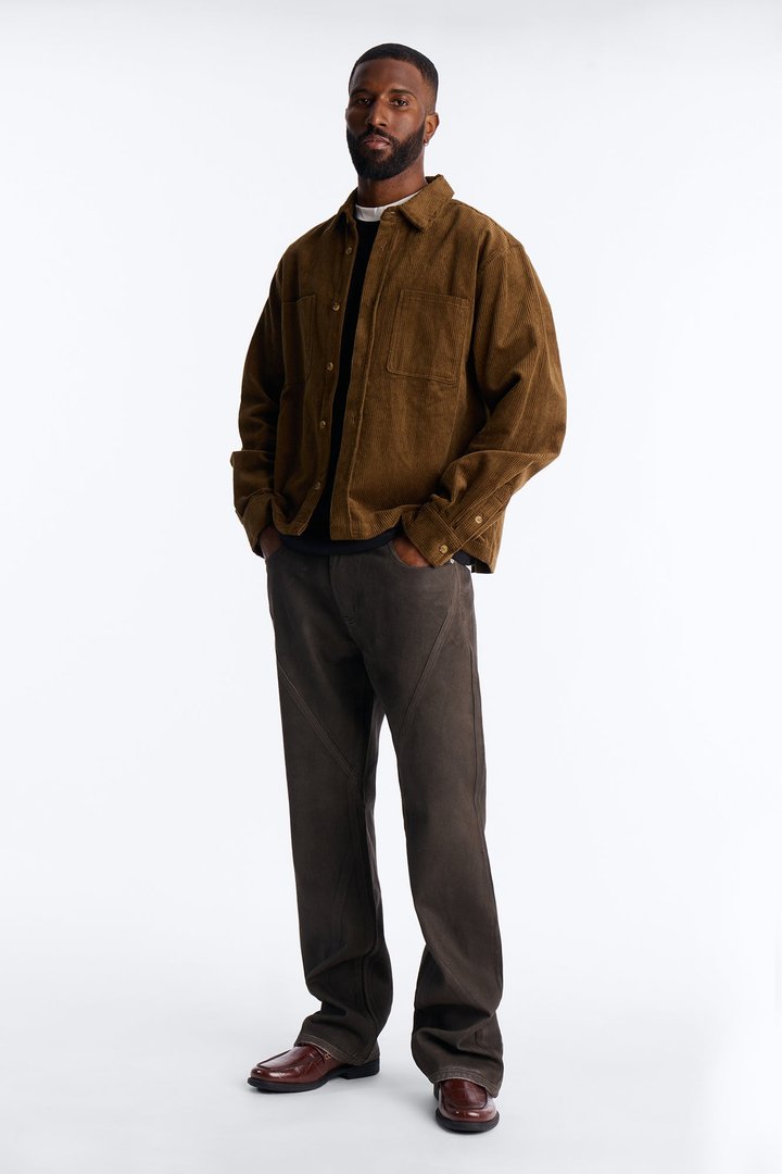 Stacked Slim Flare Phantom Waxed Jean - Olive