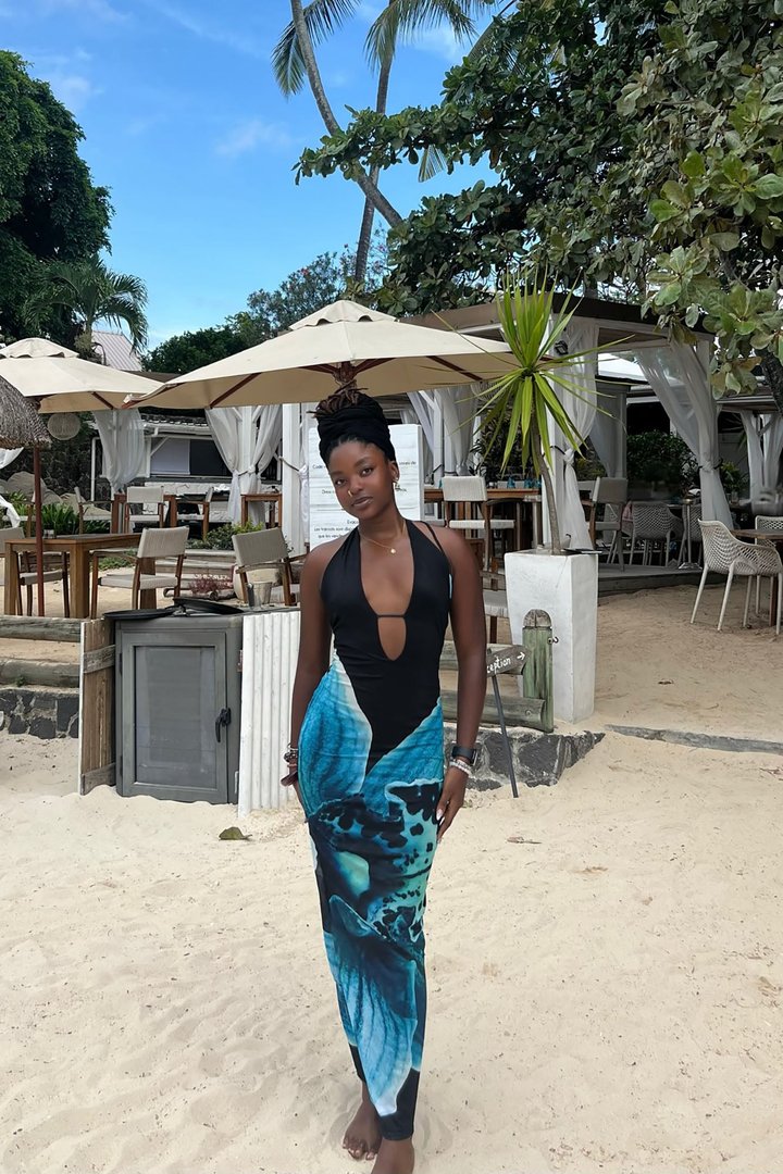Sass Served Floral Mesh Maxi Dress - Teal/combo