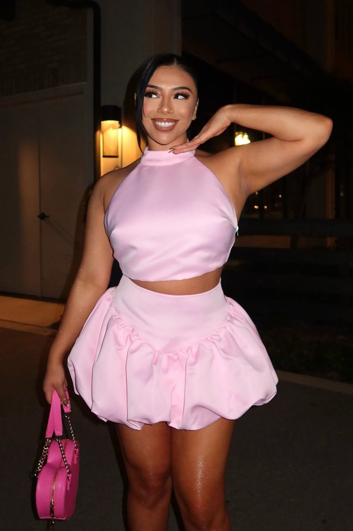 Sweetie Bow Mini Skirt Set - Pink