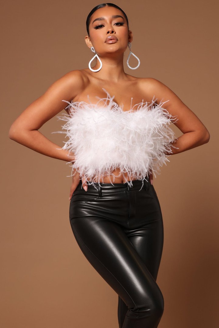 Asalia Feathered Top - White