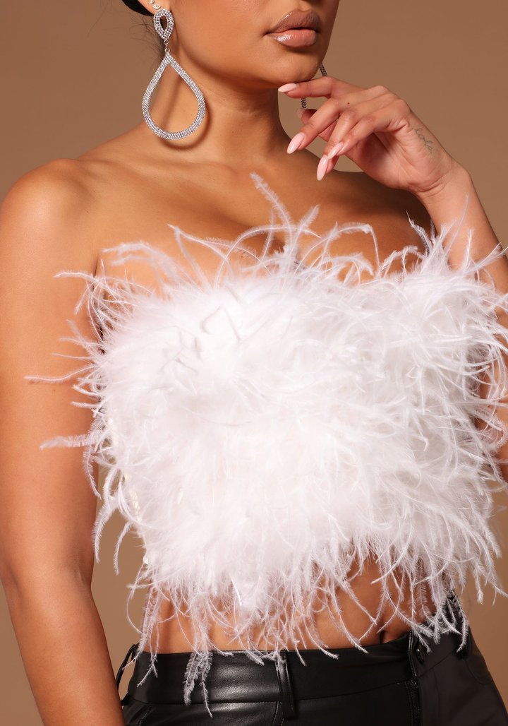 Asalia Feathered Top - White