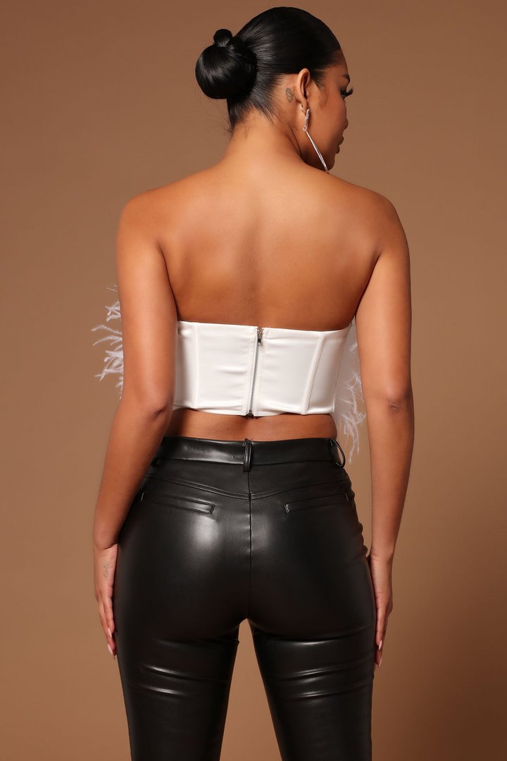 Asalia Feathered Top - White