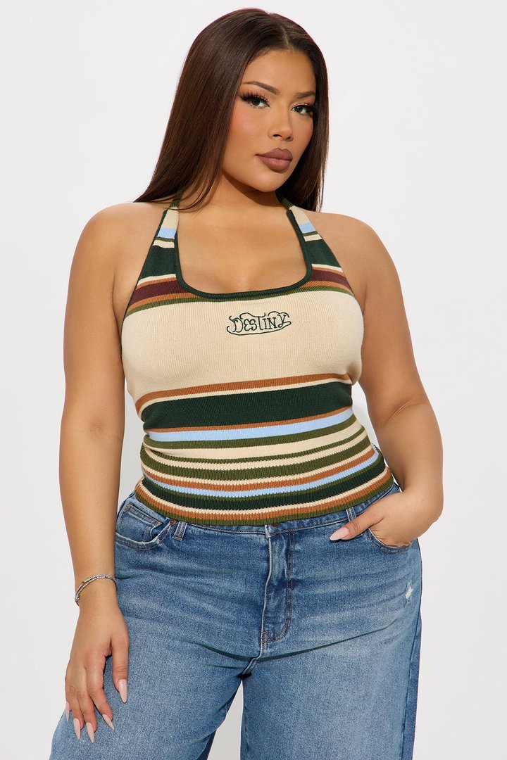 Mia Striped Halter Top - Multi Color