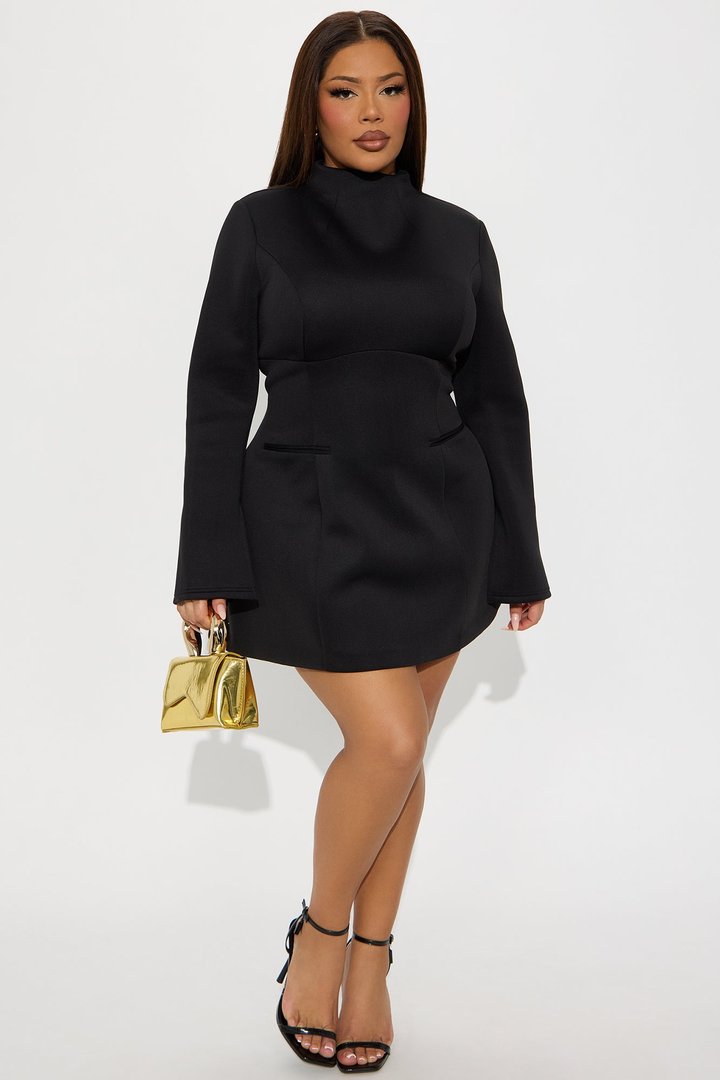 Major Moves Scuba Micro Mini Dress - Black