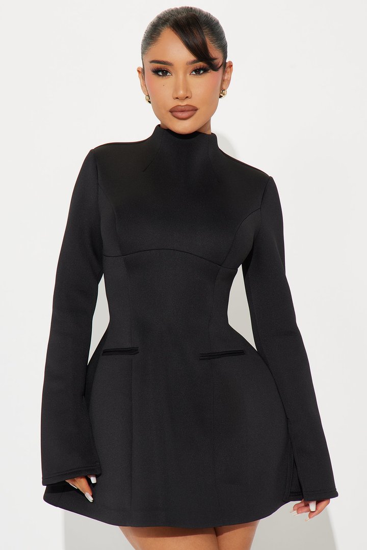 Major Moves Scuba Micro Mini Dress - Black