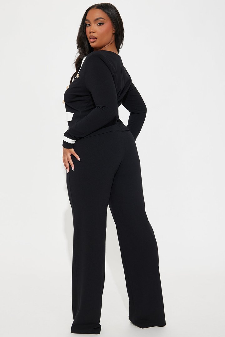 Janice Blazer and Pant Set - Black/White