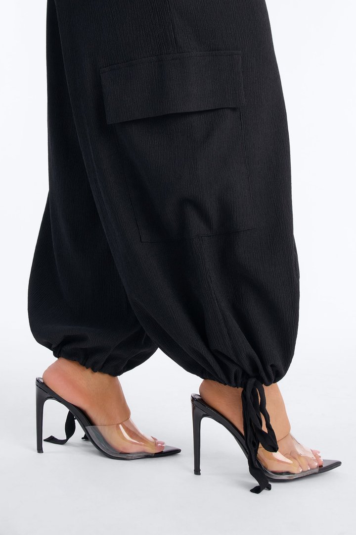 Lorena Drawstring Top And Jogger Set - Black