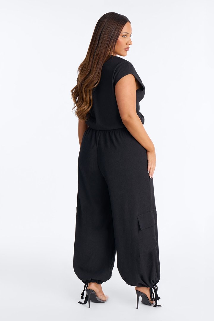 Lorena Drawstring Top And Jogger Set - Black