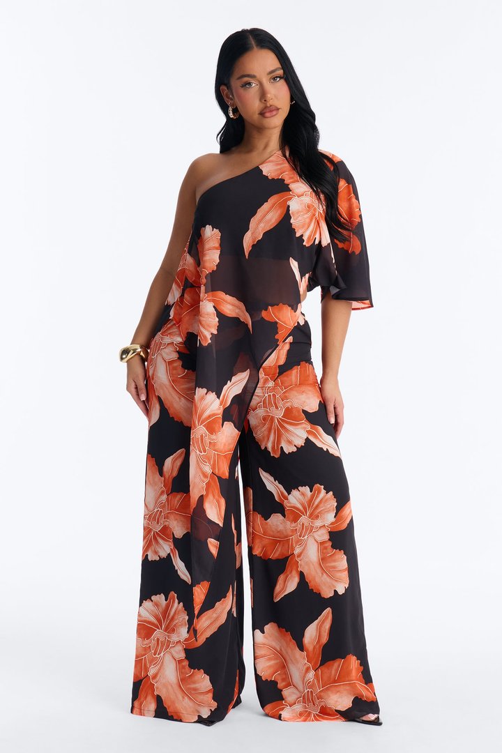 Andie One Shoulder Pant Set - Black