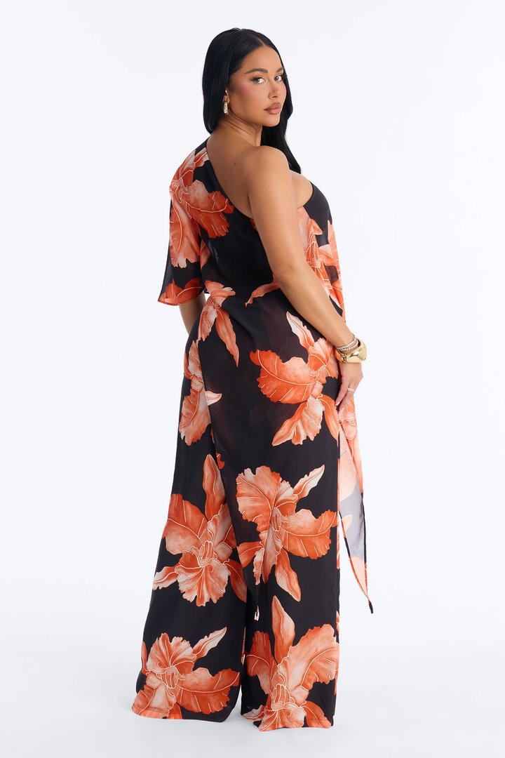 Andie One Shoulder Pant Set - Black