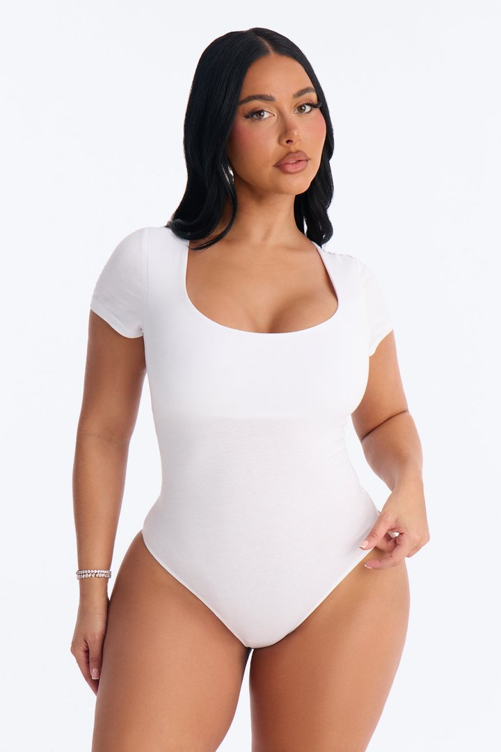 Adalyn Double Lined Bodysuit - White
