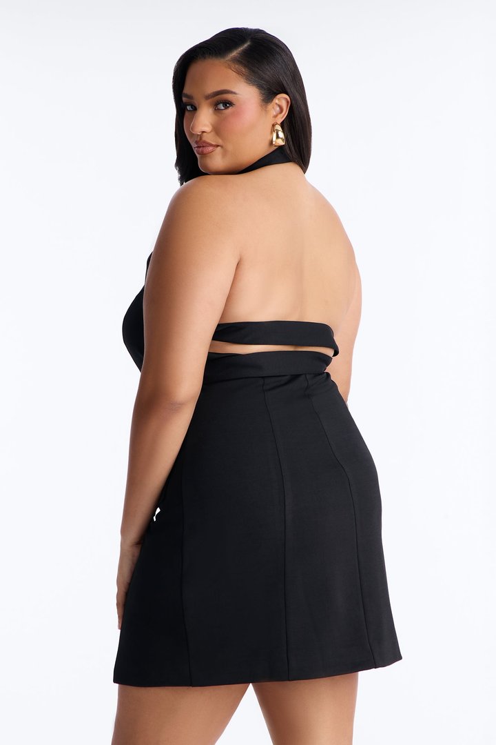 Darcy Belted Ponte Mini Dress - Black