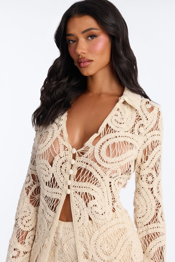 Carly Crochet Short Set - Nude