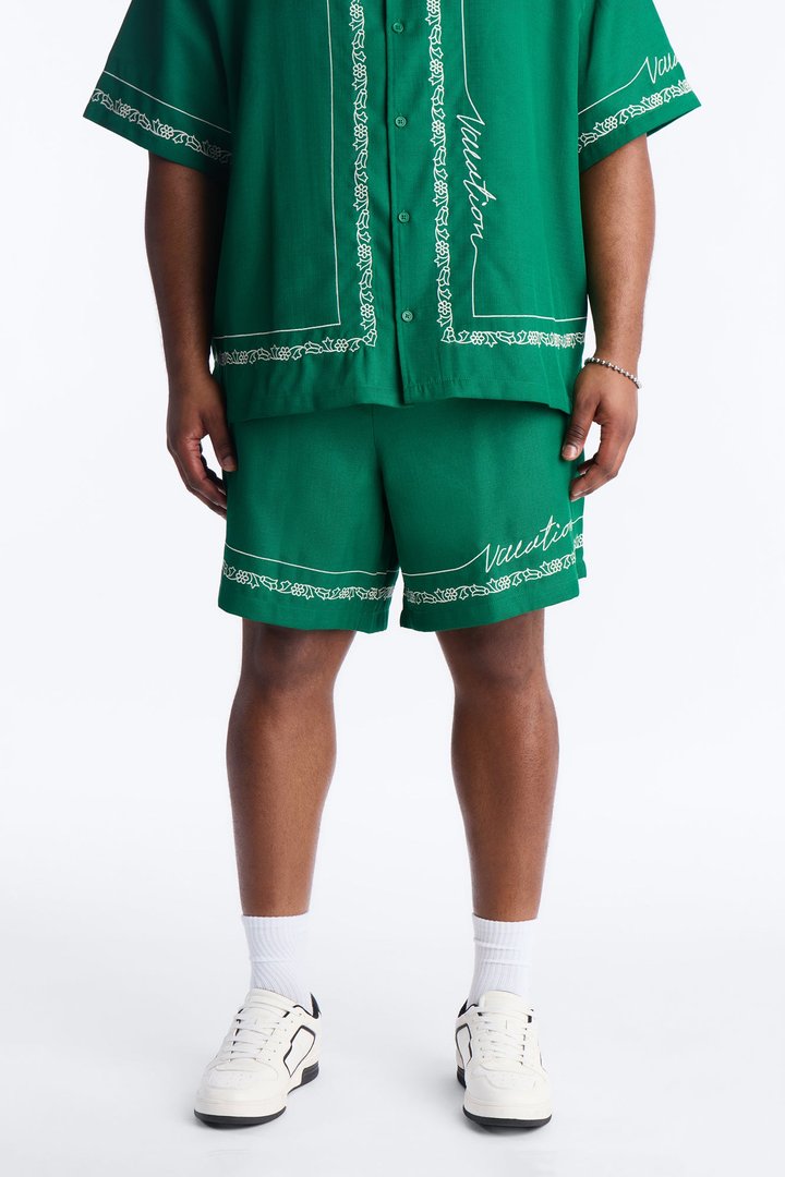 Relaxed Kingston Embroidered Short - Green
