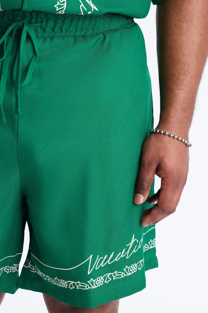 Relaxed Kingston Embroidered Short - Green