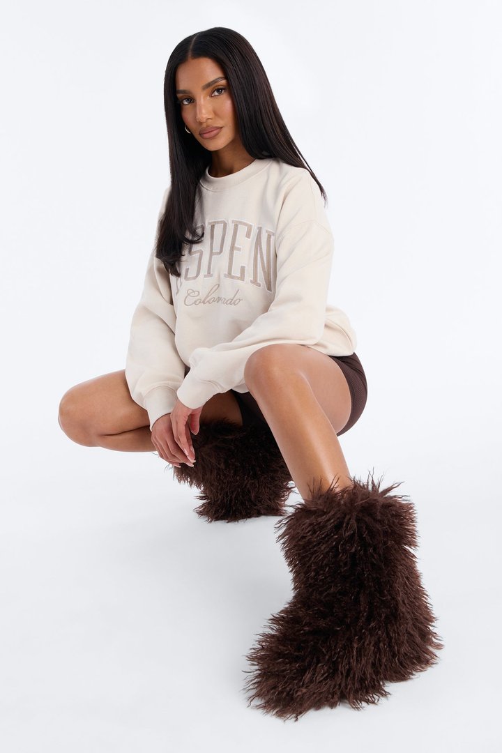 Freeze Faux Fur Booties - Brown