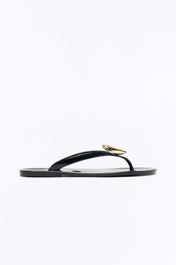 Mini Ravi Heart Jelly Flip Flop - Black